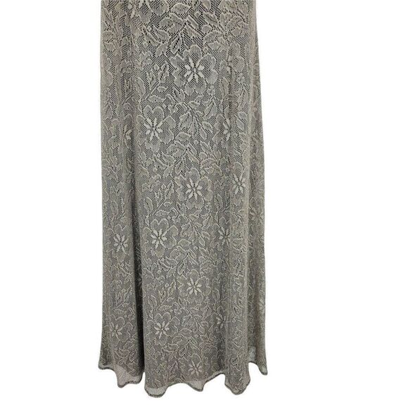 Vintage 80's Formal Eggplant Metallic Crochet Lace Overlay Sleeveless Gown Sz M - Picture 9 of 15